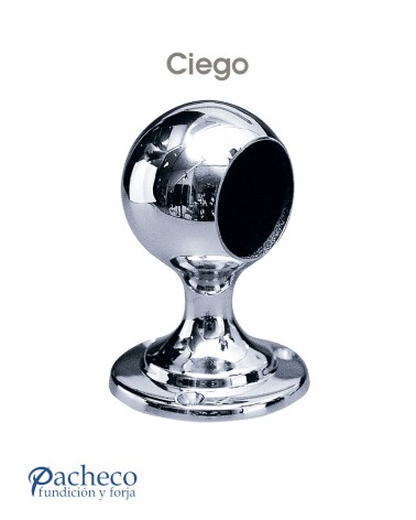 Soporte ciego en latón cromado brillo para pasamanos