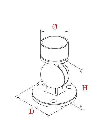 SOPORTE PARA TUBO REDONDO- FIJACION SUELO RED 43mm  85X80