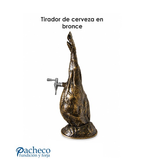 Tirador de cerveza de pata de jamón en bronce