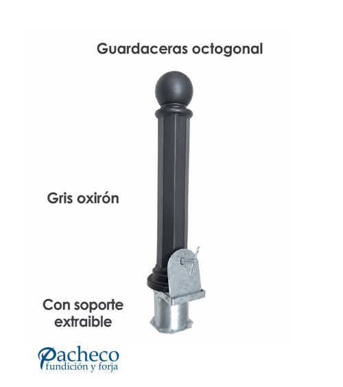 Guardaceras octogonal en gris oxirón con soporte extraible