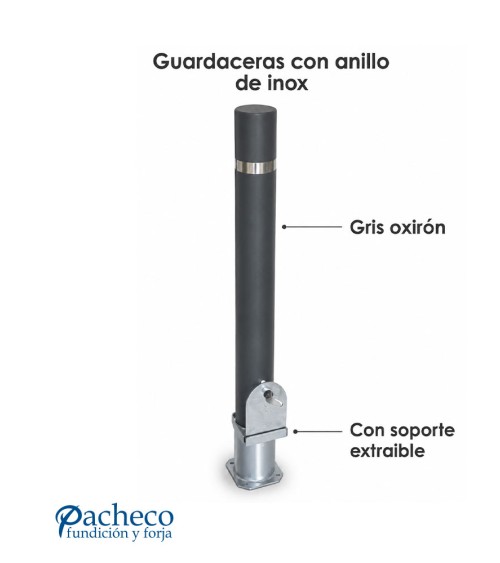 Guardaceras con anillo de inoxidable en gris oxirón con soporte extraible