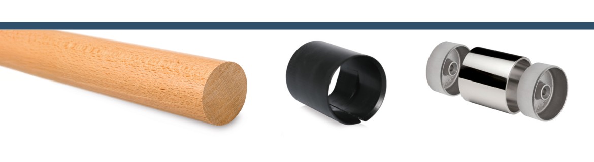 PASAMANOS MADERA CON ACCESORIOS DE ACERO INOXIDABLE